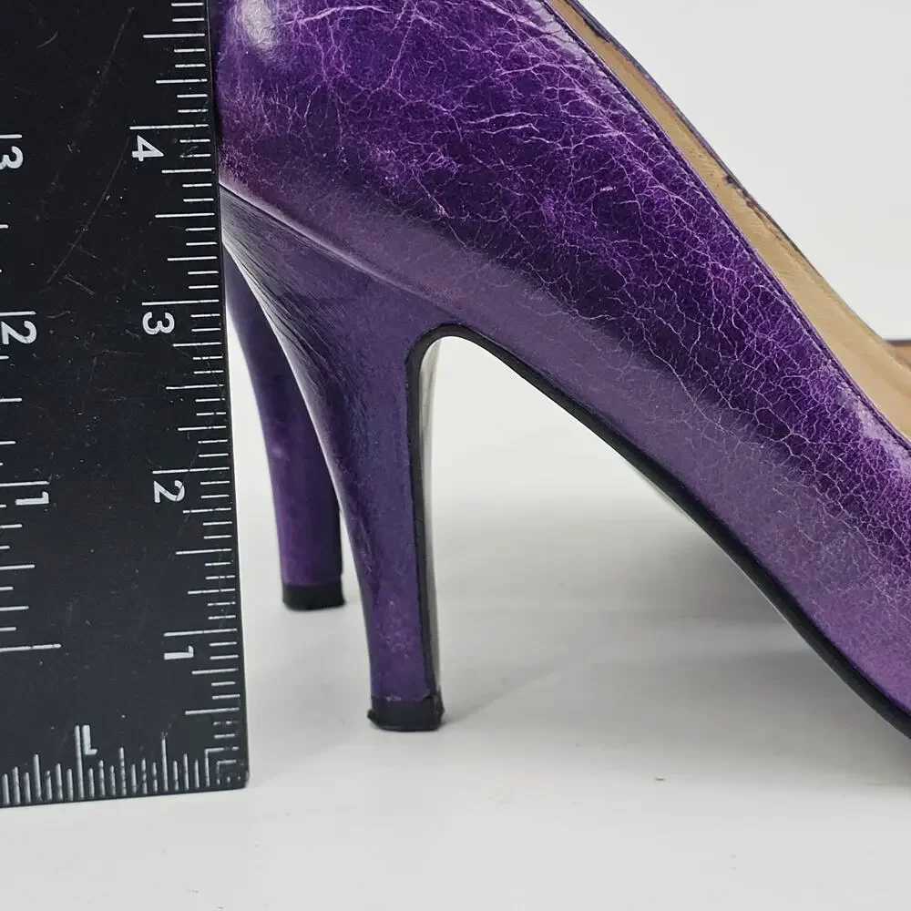 Noe Purple Distressed Leather Pumps Court Shoes 3 3/4